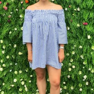Zara Blue and White Striped Dress